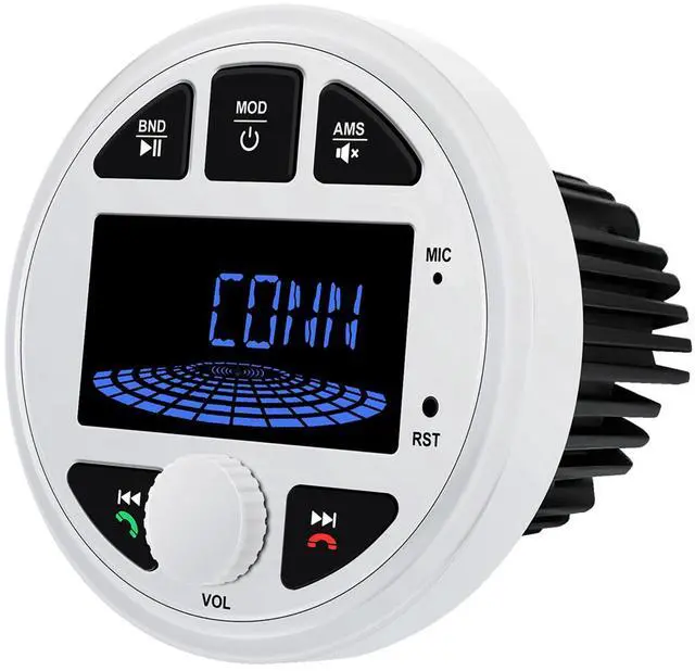 Main image of Marine Radio Bluetooth Stereo Audio Waterproof Boat Radio with FM AM USB AUX Subwoofer, 3 Inch LCD Display Golf Cart Marine Stereo Receivers Audio Systems for RV UTV Yacht White