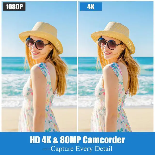 Alt view image 2 of 6 - 4K Camcorder Video Camera, 80MP HD Vlogging Camera for YouTube with IR Night Vision, 18X Digital Zoom, 3.0" IPS Screen, SD Card, 2 Batteries