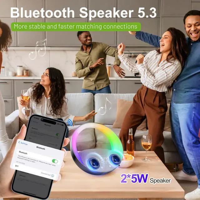 Alt view image 2 of 5 - Bluetooth Alarm Clock, Sunrise Simulation Wake Up Night Light, 15W Fast Wireless Charging Alarm Clock for Bedroom, 10W Bluetooth Stereo Sound Speaker, USB Charger Port