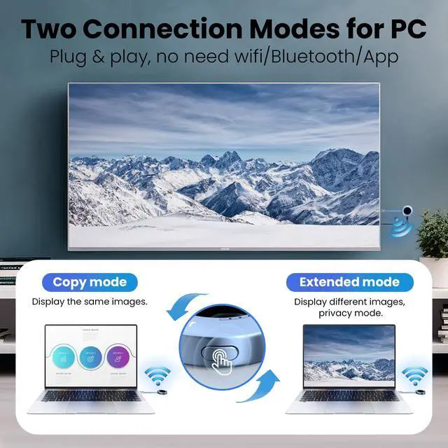 Alt view image 4 of 6 - Wireless Hdmi Transmitter and Receiver, Wireless HD Extender Plug & Play Portable 2.4G/5G with LED Screen Wireless Hdmi Kit for Streaming Video and Audio to Monitor from Laptop/Pc/Tv Box/Projector