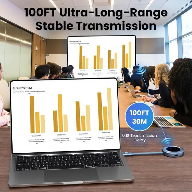 Alt view image 5 of 6 - Wireless Hdmi Transmitter and Receiver, Wireless HD Extender Plug & Play Portable 2.4G/5G with LED Screen Wireless Hdmi Kit for Streaming Video and Audio to Monitor from Laptop/Pc/Tv Box/Projector