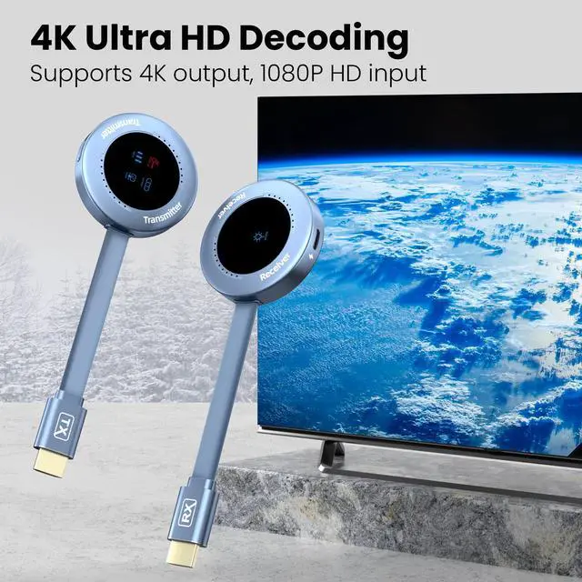Alt view image 6 of 6 - Wireless Hdmi Transmitter and Receiver, Wireless HD Extender Plug & Play Portable 2.4G/5G with LED Screen Wireless Hdmi Kit for Streaming Video and Audio to Monitor from Laptop/Pc/Tv Box/Projector