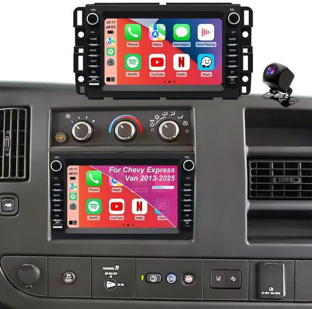 Main image of Android Radio for Chevrolet Chevy Express Van 1500/2500/3500 2013-2025, Traverse 2009-2012, Monte Carlo 2006-2007, Buick Enclave 7 Touchscreen Car Stereo CarPlay Android Auto BT GPS Camera 5GWiFi FM
