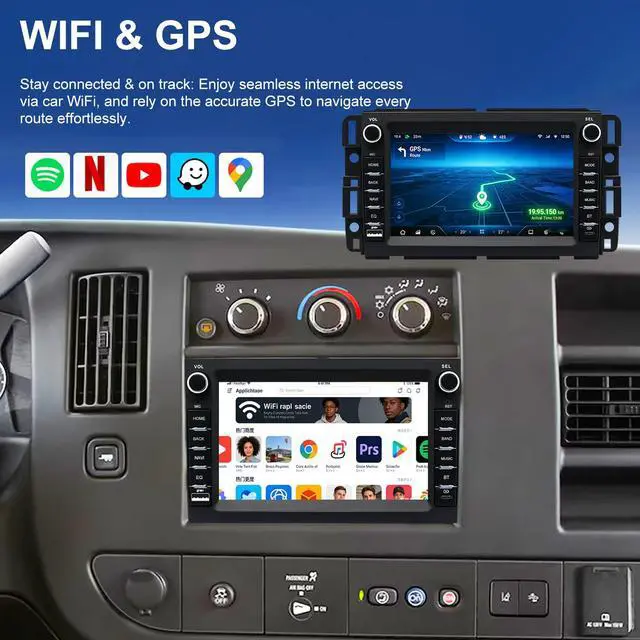 Alt view image 5 of 6 - Android Radio for Chevrolet Chevy Express Van 1500/2500/3500 2013-2025, Traverse 2009-2012, Monte Carlo 2006-2007, Buick Enclave 7 Touchscreen Car Stereo CarPlay Android Auto BT GPS Camera 5GWiFi FM