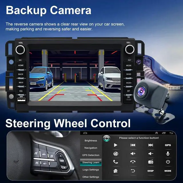 Alt view image 6 of 6 - Android Radio for Chevrolet Chevy Express Van 1500/2500/3500 2013-2025, Traverse 2009-2012, Monte Carlo 2006-2007, Buick Enclave 7 Touchscreen Car Stereo CarPlay Android Auto BT GPS Camera 5GWiFi FM