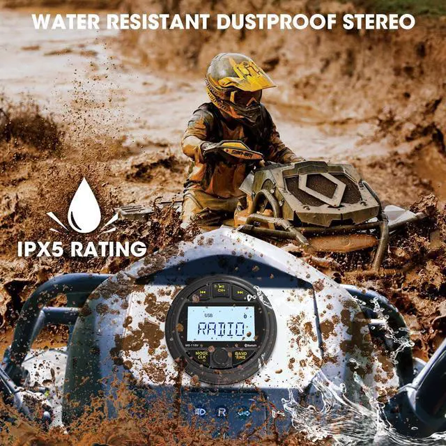 Alt view image 2 of 6 - Waterproof Marine Gauge Stereo Receiver - Bluetooth Boat AM FM Radio - 2.8 Inch LCD Display MP3 USB AUX-in Subwoofer Pre-Amp 200 Watts Output