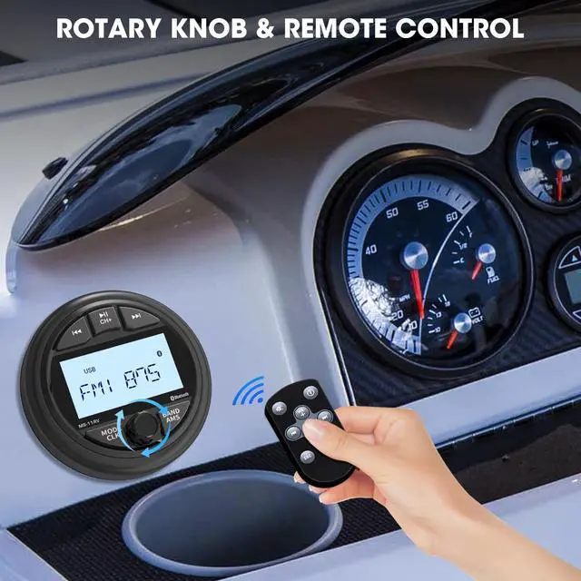 Alt view image 4 of 6 - Waterproof Marine Gauge Stereo Receiver - Bluetooth Boat AM FM Radio - 2.8 Inch LCD Display MP3 USB AUX-in Subwoofer Pre-Amp 200 Watts Output