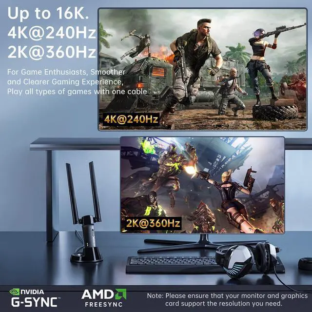 Alt view image 3 of 6 - Fiber Optic DisplayPort Cable 2.1 25ft, 16K Fiber DisplayPort 2.0 Cable Supports 54Gbps, 16K@60Hz, 8K@120Hz, 4K@240Hz 165Hz 144Hz, 2K@360Hz, DSC 1.2a Display Port 2.1 Cord for Gaming Monitor