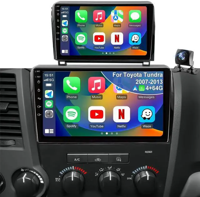 Main image of 4G+64G Android Upgrade Radio for Toyota Tundra 2007-2013, Toyota Sequoia 2008-2015, Head Unit Car Audio 10" Touch Screen Stereo Wireless Carplay Android Auto Bluetooth 5GWiFi GPS for J-B-L & No J-B-L