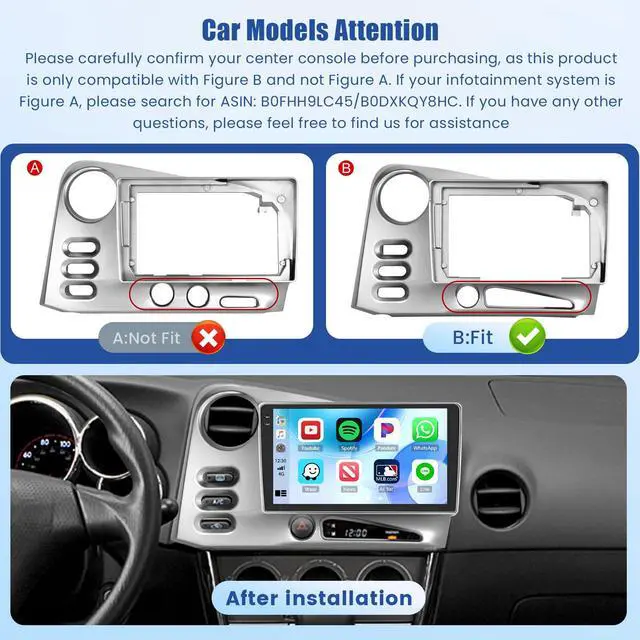 Alt view image 2 of 6 - 5Ghz WiFi 4G+64G Android 15 Car Radio for Toyota Corolla Matrix 2003-2008 Car Stereo with Wireless Carplay Android Auto,5.0 Bluetooth,Build-in EQ,9inch IPS Touchscreen,GPS,FM/RDS Backup Camera MIC