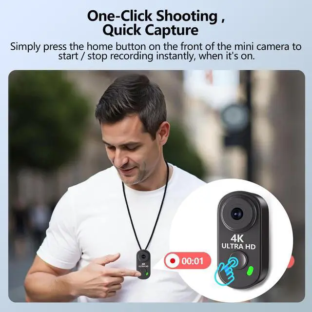 Alt view image 6 of 6 - 4K Mini Body Camera with 128GB Card,Thumb Action Cam with WiFi, 150° Wearable Hands-Free Chest Recording POV Camera - Magnetic Personal Clip On Camcorder for Cycling/Travel/Outoor/Work (Black)