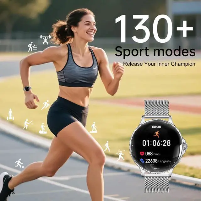 Alt view image 5 of 6 - Smart Watch for Women, 1.32'' AMOLED Ultra-Clear Screen with Bluetooth Calls(Answer/Make) Activity Tracking/Heart Rate&Sleep Monitor, 120+ Sport Modes, IP68 Waterproof Fitness Watch for Android/iPhone