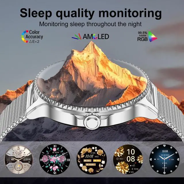 Alt view image 6 of 6 - Smart Watch for Women, 1.32'' AMOLED Ultra-Clear Screen with Bluetooth Calls(Answer/Make) Activity Tracking/Heart Rate&Sleep Monitor, 120+ Sport Modes, IP68 Waterproof Fitness Watch for Android/iPhone