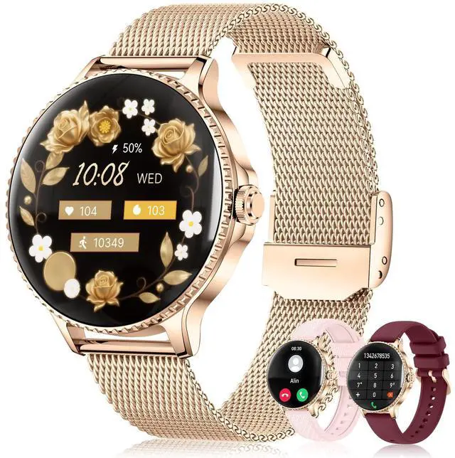 Main image of Smart Watch for Women, 1.32'' AMOLED Ultra-Clear Screen with Bluetooth Calls(Answer/Make) Activity Tracking/Heart Rate&Sleep Monitor, 120+ Sport Modes, IP68 Waterproof Fitness Watch for Android/iPhone
