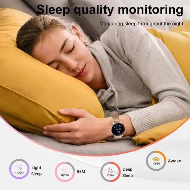 Alt view image 4 of 6 - Smart Watch for Women, 1.32'' AMOLED Ultra-Clear Screen with Bluetooth Calls(Answer/Make) Activity Tracking/Heart Rate&Sleep Monitor, 120+ Sport Modes, IP68 Waterproof Fitness Watch for Android/iPhone