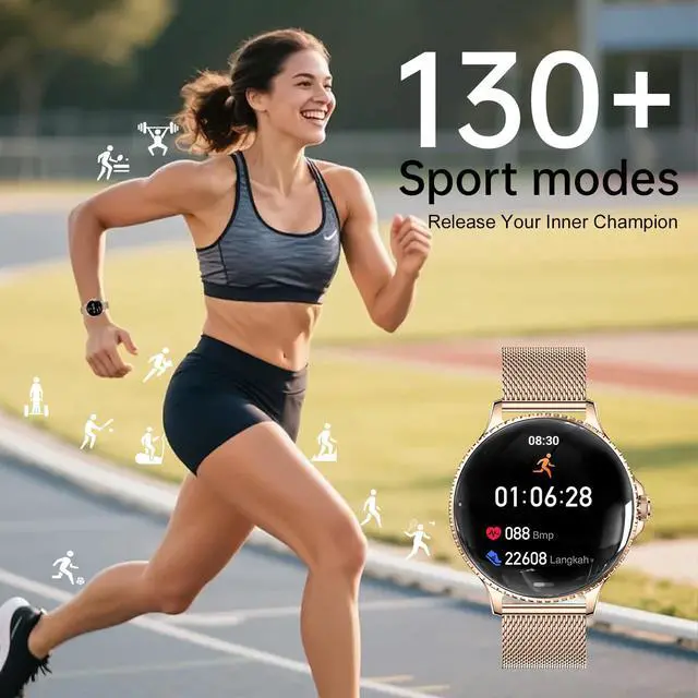 Alt view image 5 of 6 - Smart Watch for Women, 1.32'' AMOLED Ultra-Clear Screen with Bluetooth Calls(Answer/Make) Activity Tracking/Heart Rate&Sleep Monitor, 120+ Sport Modes, IP68 Waterproof Fitness Watch for Android/iPhone