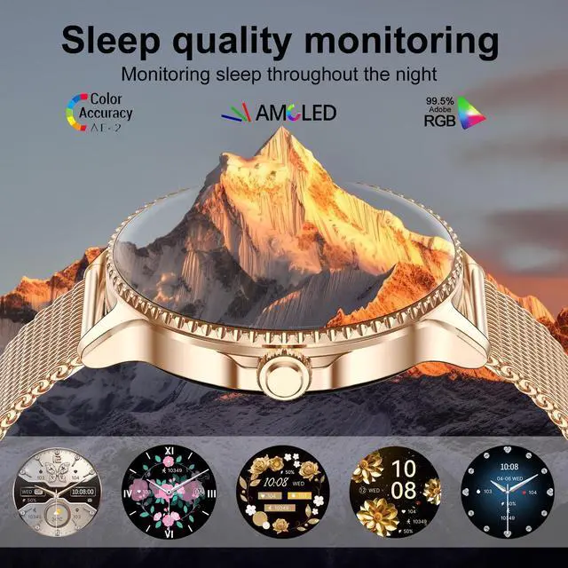 Alt view image 6 of 6 - Smart Watch for Women, 1.32'' AMOLED Ultra-Clear Screen with Bluetooth Calls(Answer/Make) Activity Tracking/Heart Rate&Sleep Monitor, 120+ Sport Modes, IP68 Waterproof Fitness Watch for Android/iPhone