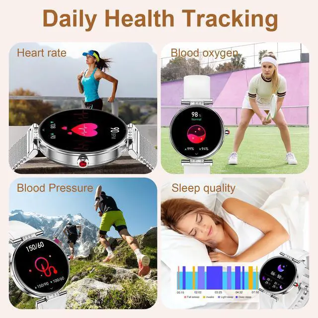 Alt view image 3 of 6 - Smart Watch for Women, 1.19" AMOLED Touchscreen Fitness Watch(Calls/Notifications)3 Straps, 24H Heart Rate/Sleep Monitor/Female Cycle, 120+ Sports Modes, IP68 Waterproof Smartwatch for Android iPhone