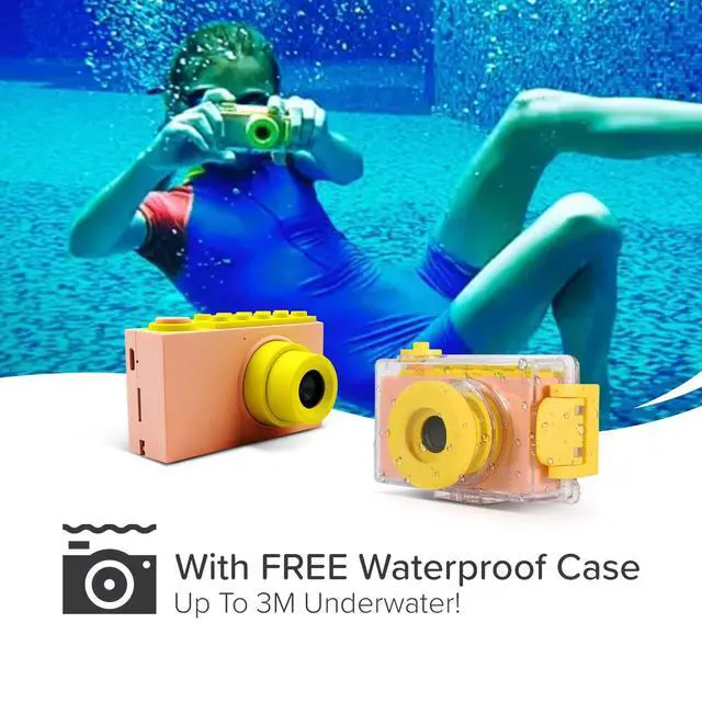 Alt view image 3 of 6 - myFirst Camera 2 - Kids Action and Underwater Camera, 8MP 1080P HD Video, Toddler Digital Camera, Webcam, Tripod Mount, MicroSD Card, Neck Lanyard, Christmas or Birthday Gift for Kids 3-12 (Pink)