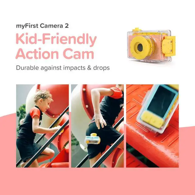 Alt view image 4 of 6 - myFirst Camera 2 - Kids Action and Underwater Camera, 8MP 1080P HD Video, Toddler Digital Camera, Webcam, Tripod Mount, MicroSD Card, Neck Lanyard, Christmas or Birthday Gift for Kids 3-12 (Pink)
