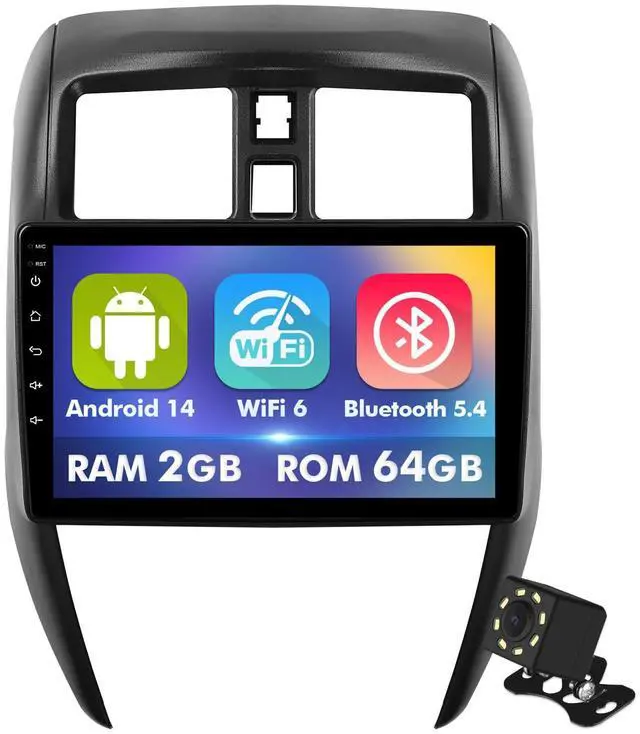 Main image of 10.1 Inch IPS Touchscreen Android 14 Car Stereo for Nissan Versa Sedan 2015-2019 with Wireless CarPlay & Android Auto 2+64GB Car Radio, Support WiFi 6, Bluetooth,5.4, Backup Camera, SWC