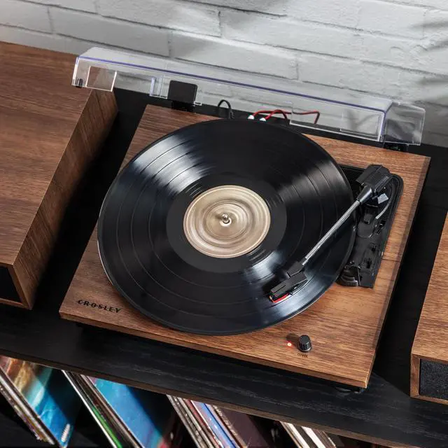 Alt view image 6 of 6 - CR7502A-WA Riff 3-Speed Bluetooth Vinyl Record Player Turntable with Matching Stereo Speakers and 6 Modular Layouts, Walnut | Vinyl Record Player, Matching Stereo Speakers, 6 Modular Layouts
