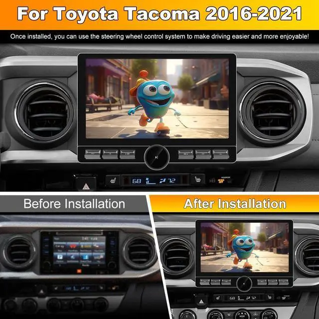 Alt view image 2 of 6 - 4GB+64GB Qualcomm Car Radio Stereo for Toyota Tacoma 2016 2017 2018 2019 2020 2021 Android 13 with CarPlay Android Auto Bluetooth