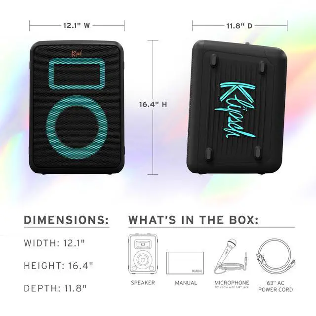 Alt view image 2 of 6 - Vegas Music City Party Speaker - Single 5.25" Woofer, Five Light Show Settings, 12 Hour Battery Life, IPX4 Rated, Pole mountable and mic Included!