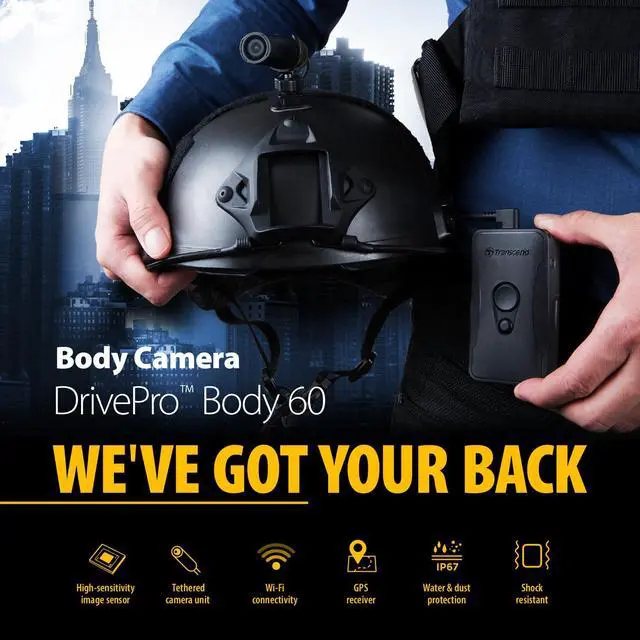 Alt view image 3 of 6 - 64GB, DrivePro Body 60, Body Camera, Wi-FI & Bluetooth, GPS, IP67 Weatherproof, 10-Hour Battery Life, Tethered Camera, Ideal for Law Enforcement & Security - TS64GDPB60A