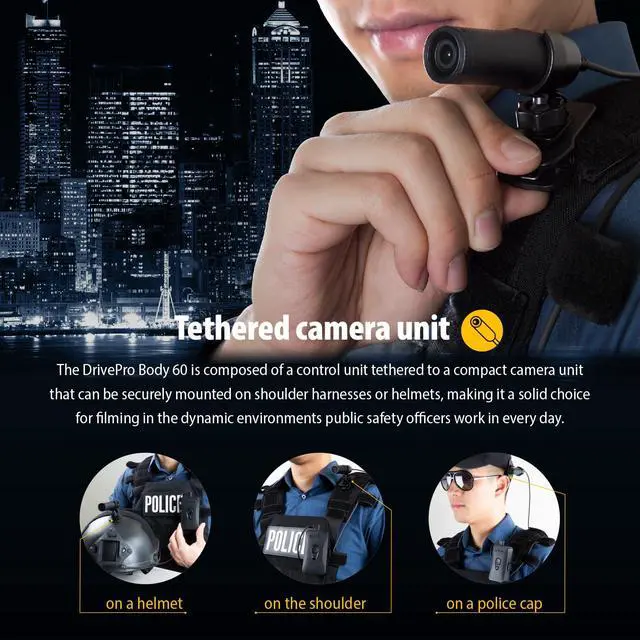 Alt view image 6 of 6 - 64GB, DrivePro Body 60, Body Camera, Wi-FI & Bluetooth, GPS, IP67 Weatherproof, 10-Hour Battery Life, Tethered Camera, Ideal for Law Enforcement & Security - TS64GDPB60A