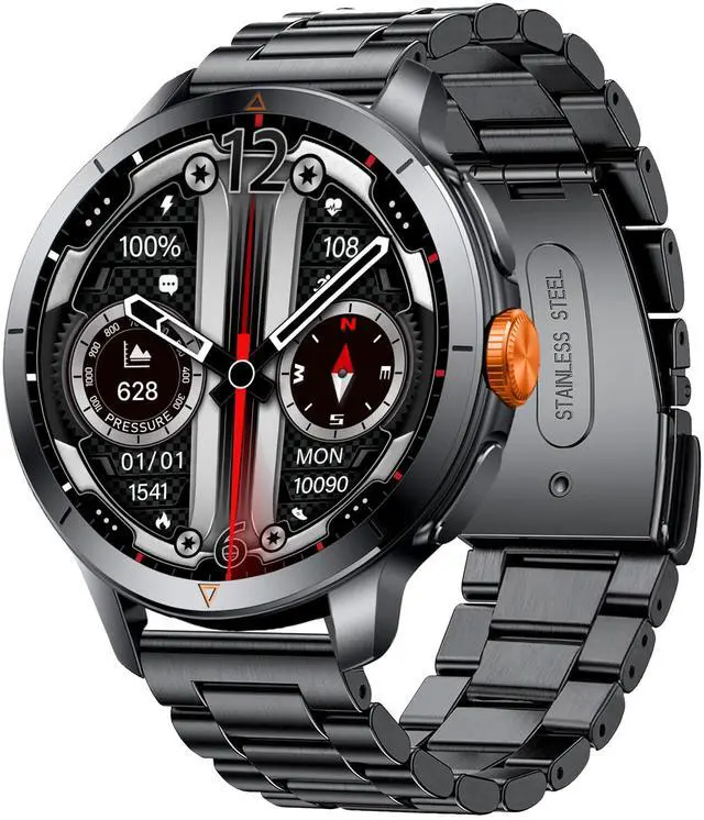 Main image of Smart Watch for Men (Answer/Make Call), Built-in GPS, Compass, 1.60" AMOLED, 5ATM Waterproof, Heart Rate SpO2 Sleep Monitor, iPhone Android - Orange