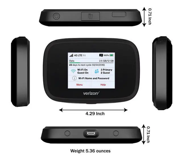 Alt view image 4 of 6 - Verizon Wireless Jetpack Inseego MiFi 7730L | Mobile Hotspot for Travel | 4G Mobile Portable WiFi | Unlocked Globally | Speed up to 450 Mbps | Usage Up to 8 Hours | Bundle (Budget)