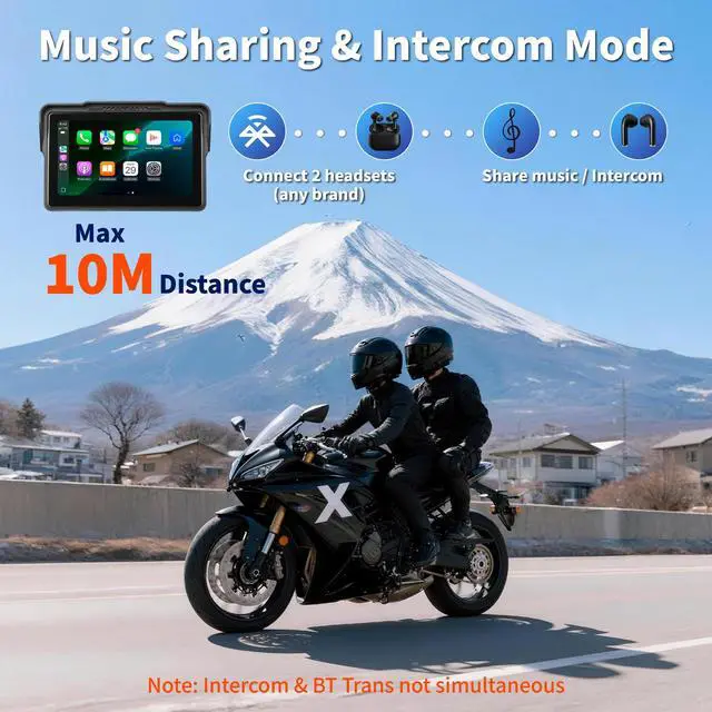 Alt view image 3 of 6 - Motorcycle CarPlay Screen 7", Waterproof GPS Display for Motorbike, Wireless CarPlay & Android Auto para Moto, Dual Bluetooth, Touchscreen, Music Sharing Siri (7" Wireless CarPlay) (Dual Mount)