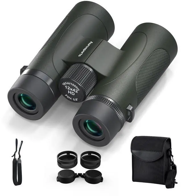 Main image of 12x42 Binoculars for Adults High Powered - Nitrogen-Purged IPX7 Waterproof HD Binoculars for Bird Watching and Hunting with BAK4 Prism Long Range Binocular Green