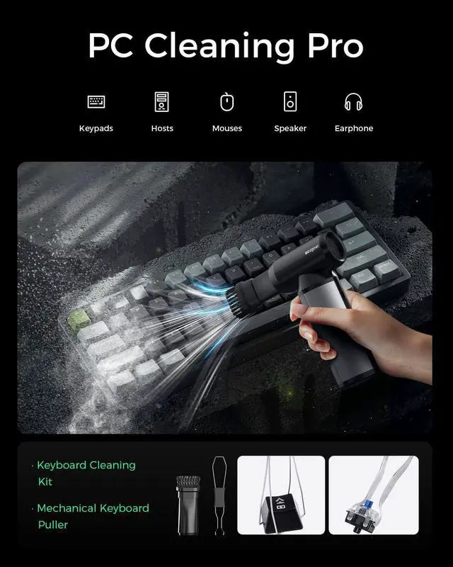 Alt view image 3 of 6 - EG evoger Electric Air Duster,180000RPM Super Power Handheld Cordless Air Duster 10000mAh 3-Gear Adjustable Dust Blower for Computer, Keyboard,Outdoor, House, Car