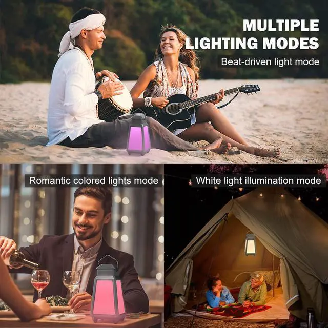 Alt view image 4 of 6 - Outdoor Bluetooth Speakers, Wireless Speaker Sync Up to 100 Speakers, IPX5 Waterproof, Beat-Driven Light Show, Night Light, Compatibility with Phone, Computer, Echo Dot, for Patio, Yard, Pool