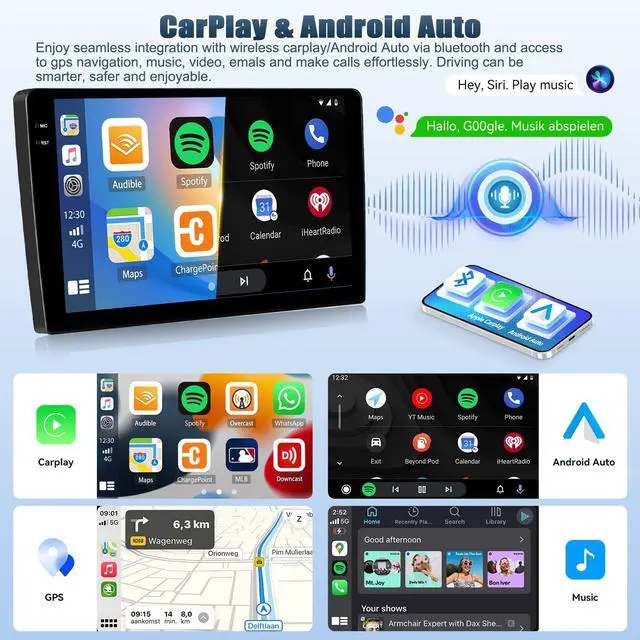 Alt view image 4 of 6 - 4G+64G Android Car Stereo Radio for Honda CRV 2007-2011 Wireless CarPlay Android Auto Bluetooth 5.0 GPS Head Unit 9 Inch InCell Touch Screen1280*720 FM/RDS WiFi 32 EQ SWC AHD Backup Camera
