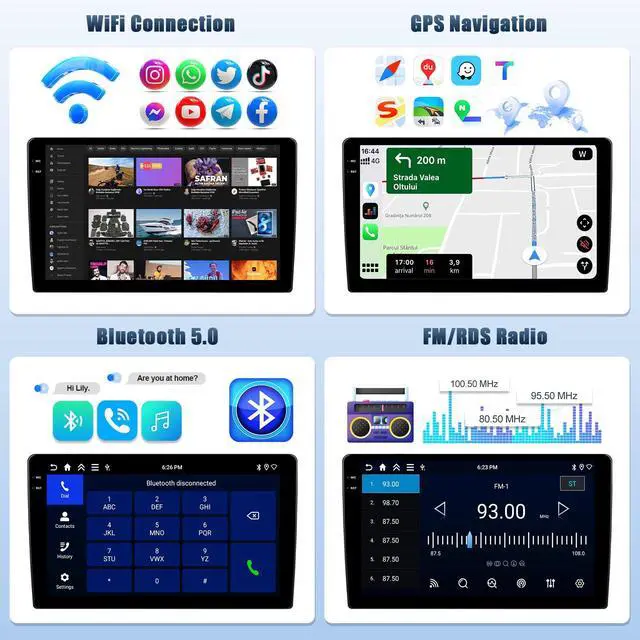 Alt view image 6 of 6 - 4G+64G Android Car Stereo Radio for Honda CRV 2007-2011 Wireless CarPlay Android Auto Bluetooth 5.0 GPS Head Unit 9 Inch InCell Touch Screen1280*720 FM/RDS WiFi 32 EQ SWC AHD Backup Camera