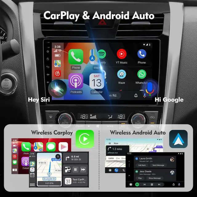 Alt view image 3 of 6 - 10.1 Inch WiFi 6 IPS Touchscreen Android 12 Bluetooth 5.4 Car Stereo for Nissan Altima with Wireless CarPlay & Android Auto 2+32GB Car Radio, Support GPS, FM Radio, Backup Camera, SWC,Dual USB