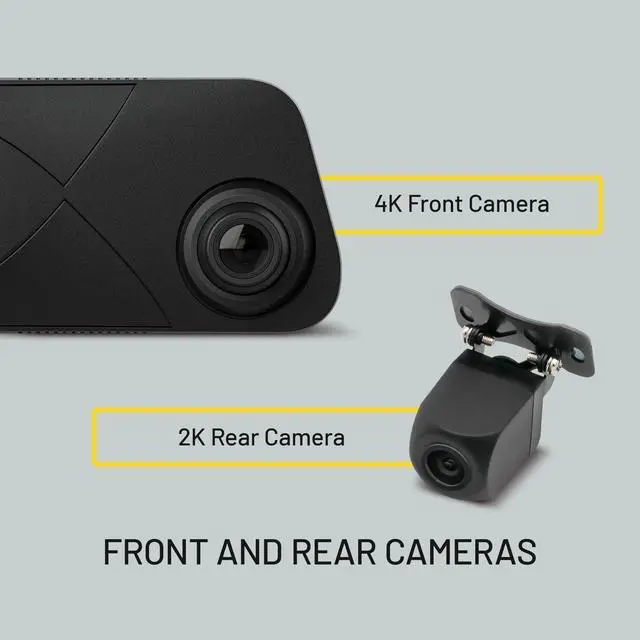 Alt view image 2 of 6 - Jeep Wrangler JK (2007-18) 9.66 4K UHD Touchscreen Digital Rear View Mirror Monitor & 4K Front Dashcam, 2K Backup Cam, Anti-Glare Night Vision, Built-in DVR w/ 64GB SD Card, Impact Detection