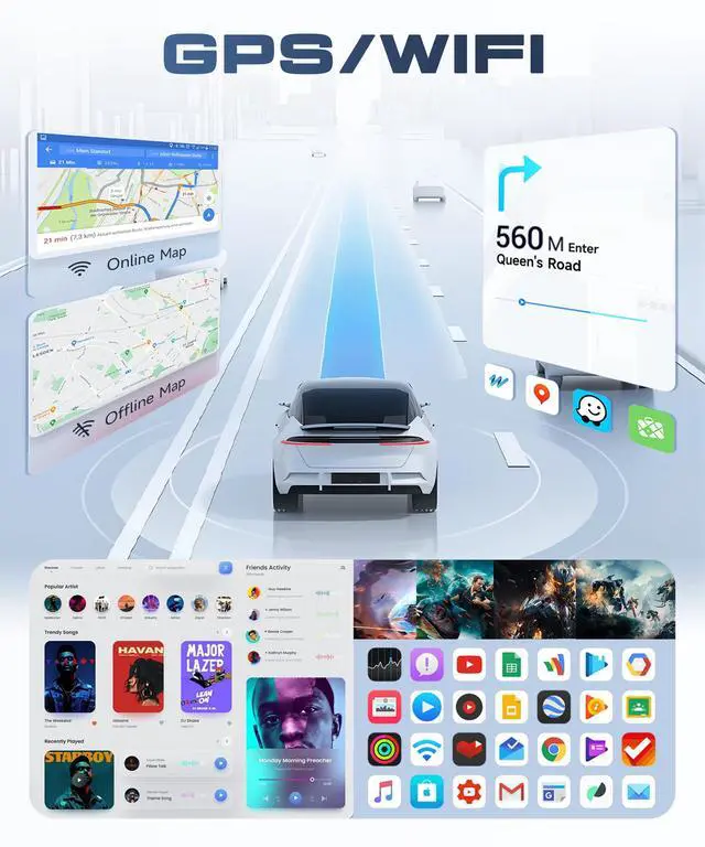 Alt view image 3 of 6 - 8 Core 6G+128G Android 15 Car Stereo for Ford Explorer 2006-2010/Mustang 2005-2009 Wireless Carplay Android Auto,10.1'' Touch Screen with 360° Panoramic View GPS/FM RDS/DSP/5G-WiFi Backup Camera SWC