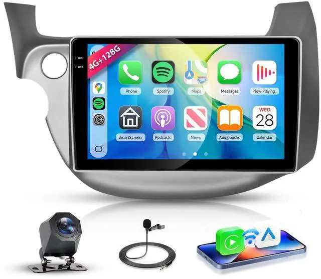 Main image of 4G 128G Car Stereo for Honda Fit 2008 2009 2010 2011 2012 2013 Radio,10.1" Incell Touchscreen Wireless Carplay Android Auto 36EQ Bluetooth 5.0 Android 15 GPS WiFi FM/RDS Backup Camera