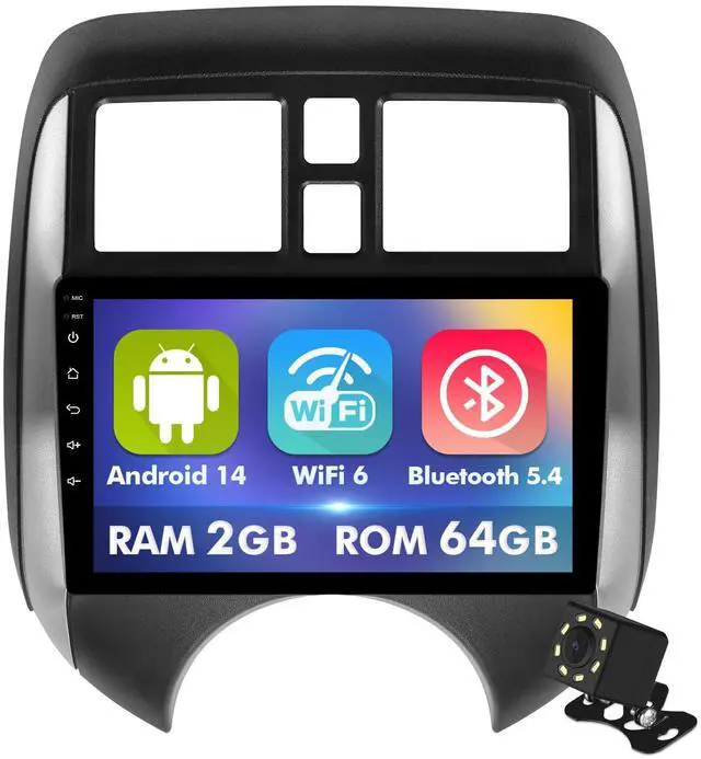 Main image of 9 Inch IPS Touchscreen Android 14 Car Stereo for Nissan Versa Note 2014-2018 with Wireless CarPlay & Android Auto 2+64GB Car Radio, Support WiFi 6, Bluetooth,5.4, Backup Camera, SWC