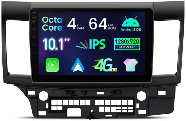 Main image of Car Stereo for Mitsubishi Lancer, Android 14 Octa Core 4GB RAM 64GB ROM Car Radio, 10.1 Inch IPS Touch Screen GPS Navigation Bluetooth Head Unit DSP Support CarPlay Android Auto 4G LTE