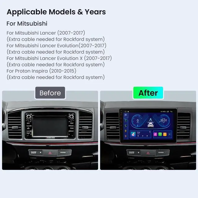 Alt view image 2 of 6 - Car Stereo for Mitsubishi Lancer, Android 14 Octa Core 4GB RAM 64GB ROM Car Radio, 10.1 Inch IPS Touch Screen GPS Navigation Bluetooth Head Unit DSP Support CarPlay Android Auto 4G LTE