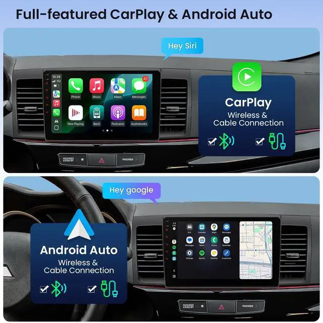 Alt view image 6 of 6 - Car Stereo for Mitsubishi Lancer, Android 14 Octa Core 4GB RAM 64GB ROM Car Radio, 10.1 Inch IPS Touch Screen GPS Navigation Bluetooth Head Unit DSP Support CarPlay Android Auto 4G LTE