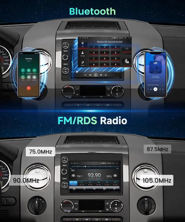Alt view image 5 of 6 - 8Core 4G 64G Radio for Ford F150 F250 F350 Fusion Edge Explorer Expedition Car Stereo,7inch 1080P HD IPS Touchscreen,5.0 Bluetooth,Wireless Carplay Android Auto,DSP GPS WiFi FM/RDS AHD Backup Camera