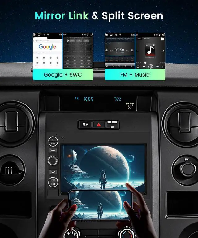 Alt view image 6 of 6 - 8Core 4G 64G Radio for Ford F150 F250 F350 Fusion Edge Explorer Expedition Car Stereo,7inch 1080P HD IPS Touchscreen,5.0 Bluetooth,Wireless Carplay Android Auto,DSP GPS WiFi FM/RDS AHD Backup Camera