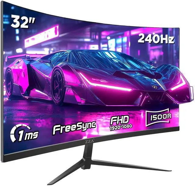 Main image of 32 Inch Curved Gaming Monitor, 1500R, 240Hz Full HD VA Display with HDR, FreeSync & G-Sync Compatible, Low Blue Light, HDMI & DP Ports, Tilt Adjustable, Wall Mountable Computer Monitor