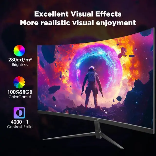 Alt view image 4 of 6 - 32 Inch Curved Gaming Monitor, 1500R, 240Hz Full HD VA Display with HDR, FreeSync & G-Sync Compatible, Low Blue Light, HDMI & DP Ports, Tilt Adjustable, Wall Mountable Computer Monitor